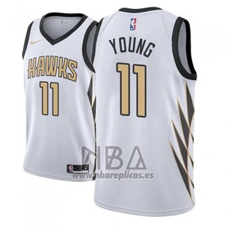 Camiseta Atlanta Hawks Trae Young NO 11 Ciudad 2018-19 Blanco