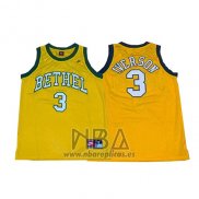 Camiseta Bethel Allen Iverson NO 3 Retro Amarillo