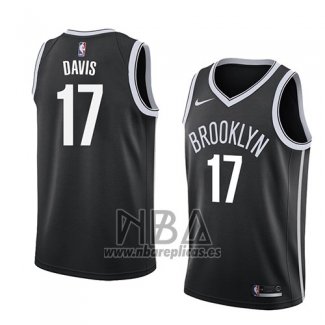 Camiseta Brooklyn Nets Ed Davis NO 17 Icon 2018 Negro