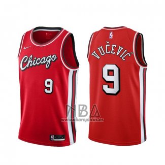 Camiseta Chicago Bulls Nikola Vucevic NO 9 Ciudad 2021-22 Rojo