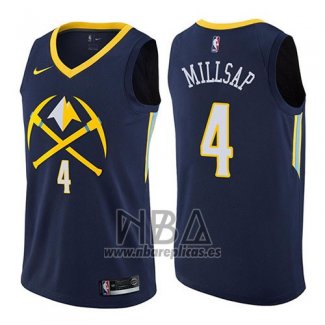 Camiseta Denver Nuggets Paul Millsap NO 4 Ciudad 2017-18 Azul