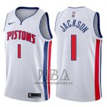 Camiseta Detroit Pistons Reggie Jackson NO 1 Association 2017-18 Blanco