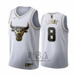 Camiseta Golden Edition Chicago Bulls Zach Lavine NO 8 2019-20 Blanco