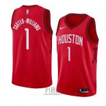 Camiseta Houston Rockets Michael Carter Williams NO 1 Earned 2018-19 Rojo