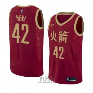 Camiseta Houston Rockets Nene NO 42 Ciudad 2018-19 Rojo