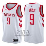 Camiseta Houston Rockets Zhou Qi NO 9 Swingman Association 2017-18 Blanco