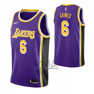 Camiseta Los Angeles Lakers LeBron James NO 6 Statement 2021-22 Violeta