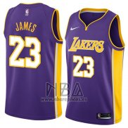 Camiseta Los Angeles Lakers Lebron James NO 23 Statement 2018 Violeta