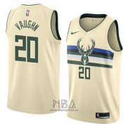 Camiseta Milwaukee Bucks Rashad Vaughn NO 20 Ciudad 2018 Crema