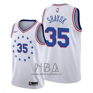 Camiseta Philadelphia 76ers Marial Shayok NO 35 Earned Blanco