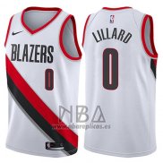 Camiseta Portland Trail Blazers Damian Lillard NO 0 2017-18 Blanco