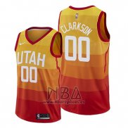 Camiseta Utah Jazz Jordan Clarkson NO 00 Ciudad Edition Naranja