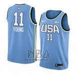 Camiseta 2019 Rising Star Trae Young NO 11 World Azul