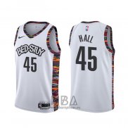 Camiseta Brooklyn Nets Donta Hall NO 45 Ciudad 2020 Blanco