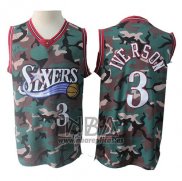 Camiseta Camuflaje Philadelphia 76ers Allen Iverson NO 3 1996-97 Verde