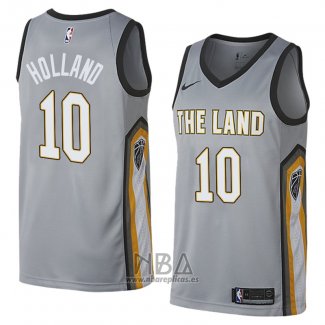 Camiseta Cleveland Cavaliers John Holland NO 10 Ciudad 2018 Gris