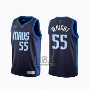 Camiseta Dallas Mavericks Delon Wright NO 55 Earned 2020-21 Azul