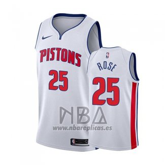 Camiseta Detroit Pistons Derrick Rose NO 25 Association 2018-19 Blanco