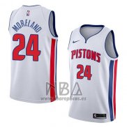 Camiseta Detroit Pistons Eric Moreland NO 24 Association 2018 Blanco