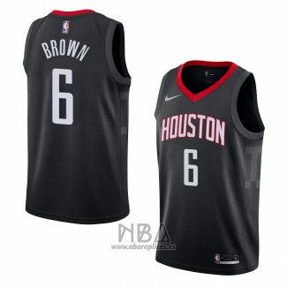 Camiseta Houston Rockets Bobby Brown NO 6 Statement 2018 Negro