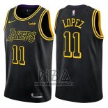 Camiseta Los Angeles Lakers Brook Lopez NO 11 Ciudad 2018 Negro