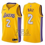 Camiseta Los Angeles Lakers Lonzo Ball NO 2 2017-18 Amarillo