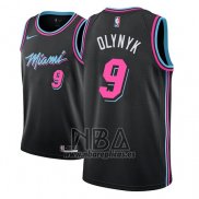 Camiseta Miami Heat Kelly Olynyk NO 9 Ciudad 2018-19 Negro