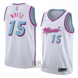 Camiseta Miami Heat Okaro White NO 15 Ciudad 2018 Blanco