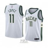 Camiseta Milwaukee Bucks Brook Lopez NO 11 Association 2018 Blanco