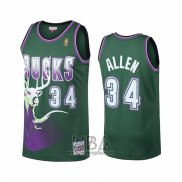 Camiseta Milwaukee Bucks Ray Allen NO 34 Hardwood Classics Verde