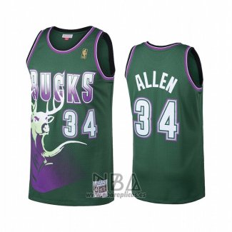 Camiseta Milwaukee Bucks Ray Allen NO 34 Hardwood Classics Verde