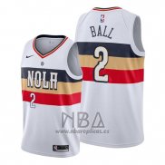 Camiseta New Orleans Pelicans Lonzo Ball NO 2 Earned Blanco