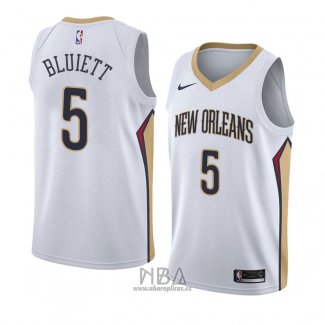 Camiseta New Orleans Pelicans Trevon Bluiett NO 5 Association 2017-18 Blanco