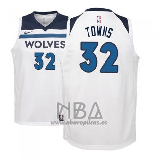 Camiseta Nino Minnesota Timberwolves Karl-Anthony Towns NO 32 2017-18 Blanco