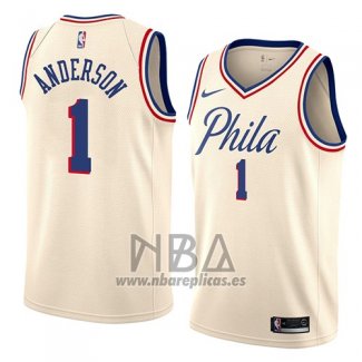 Camiseta Philadelphia 76ers Justin Anderson NO 1 Ciudad 2018 Crema