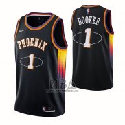 Camiseta Phoenix Suns Devin Booker NO 1 75th Anniversary 2022 Negro