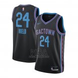 Camiseta Sacramento Kings Buddy Hield NO 24 Ciudad 2020-21 Negro