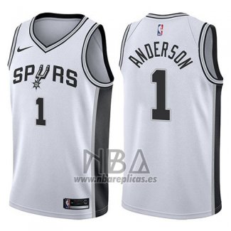 Camiseta San Antonio Spurs Kyle Anderson NO 1 Association 2017-18 Blanco