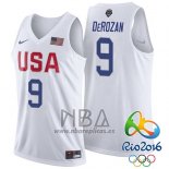 Camiseta USA 2016 DeMar DeRozan NO 9 Blanco