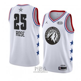 Camiseta All Star 2019 Minnesota Timberwolves Derrick Rose NO 25 Blanco