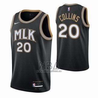 Camiseta Atlanta Hawks John Collins NO 20 Ciudad 2020-21 Negro