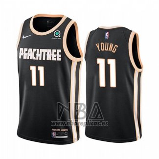 Camiseta Atlanta Hawks Trae Young NO 11 Ciudad 2019-20 Negro