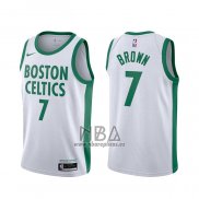 Camiseta Boston Celtics Jaylen Brown NO 7 Ciudad 2020-21 Blanco