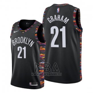 Camiseta Brooklyn Nets Treveon Graham NO 21 Ciudad Edition Negro