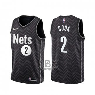 Camiseta Brooklyn Nets Tyler Cook NO 2 Earned 2020-21 Negro