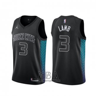 Camiseta Charlotte Hornets Jeremy Lamb NO 3 Ciudad Negro