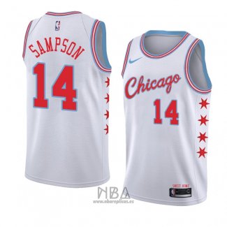 Camiseta Chicago Bulls Jakarr Sampson NO 14 Ciudad 2018 Blanco