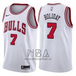 Camiseta Chicago Bulls Justin Holiday NO 7 Association 2017-18 Blanco