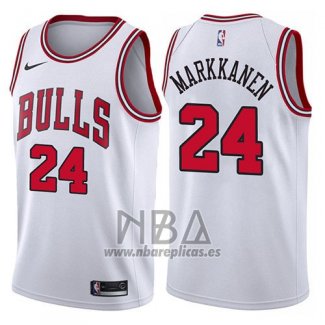 Camiseta Chicago Bulls Lauri Markkanen NO 24 2017-18 Blanco