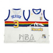 Camiseta Denver Nuggets Allen Iverson NO 3 Retro Blanco